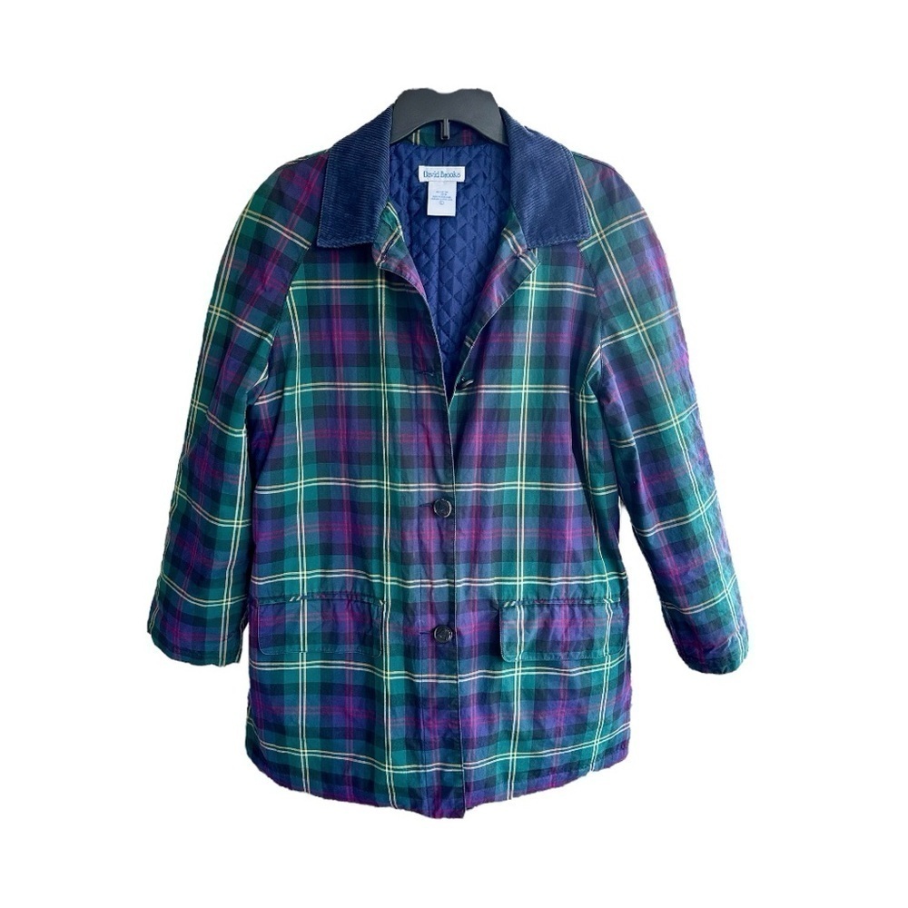DAVID BROOKS, WOMENS, MADRAS PRINT FIELD/ BARN COAT. SIZE L